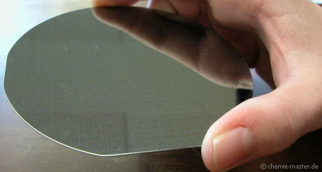 Silicium-Scheibe (»Wafer«) zur Herstellung von Prozessoren.