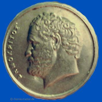 Porträt Demokrits auf einer griechischen Münze der Neuzeit