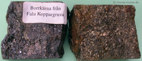Bohrkerne von der Kupfergrube in Falun/Schweden